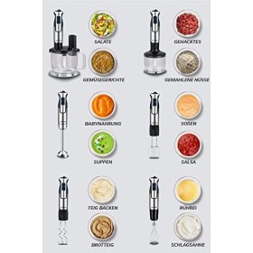 Lehmann Chopsui Mixeur plongeant 1200 W, Mixeur Plongeur avec 8 niveaux de vitesse en acier inoxydable, Mixeur blender pour A