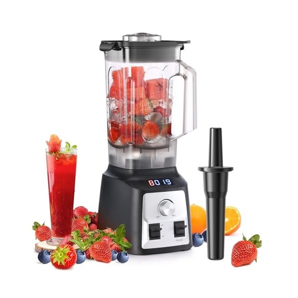 Enfmay Blender Smoothie, 2000W Mixeur Blender avec Fonction Pulse, Vitesse Réglable, Nettoyage Automatique, Mixeur Smoothie 2