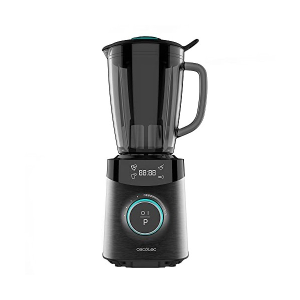 Cecotec Power Black Titanium 1800 - Mixeur américain 1800 W avec 6 lames en titane noir et bol en verre 1800 W Digital