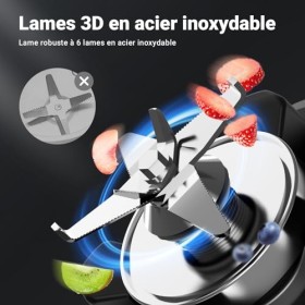 AMZCHEF Blender Mixeur à 8 Vitesses Sélectionnables | 1800W Puissant High Speed Mixer Blender Professionnel | Blender Bol 1,8