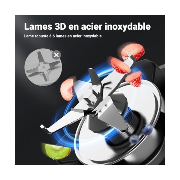 AMZCHEF Blender Mixeur à 8 Vitesses Sélectionnables | 1800W Puissant High Speed Mixer Blender Professionnel | Blender Bol 1,8