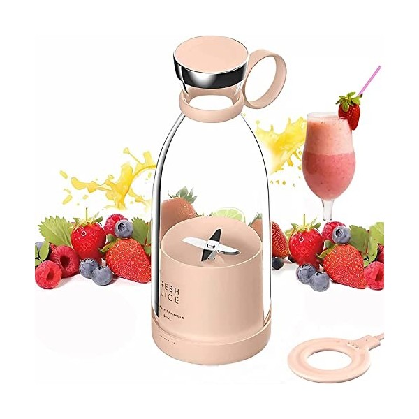 Mixeur Blender, 350ML Blender Smoothie Portable Mini Mixeur, Fresh Juice Blender Bouteille, Multifonctionnel Personal Blender