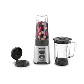Moulinex Blender, Mini mixeur compact, 400 W, Technologie Powelix, Lames amovibles, 2 vitesses, Contrôle de la texture, Verse
