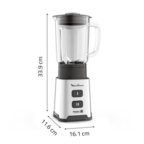 Moulinex Blender, Mini mixeur compact, 400 W, Technologie Powelix, Lames amovibles, 2 vitesses, Contrôle de la texture, Verse