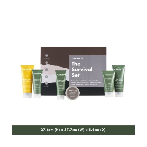 ManCave kit de survie, coffret cadeau, 6 produits essentiels de soins naturels, pour hommes - Végane