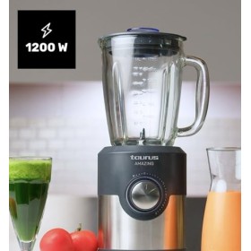 Taurus Amazing JB1200XC - Mixeur en verre 1200W, capacité 1.75L, lames en acier inoxydable à 6 tranchants, 5 vitesses + Turbo