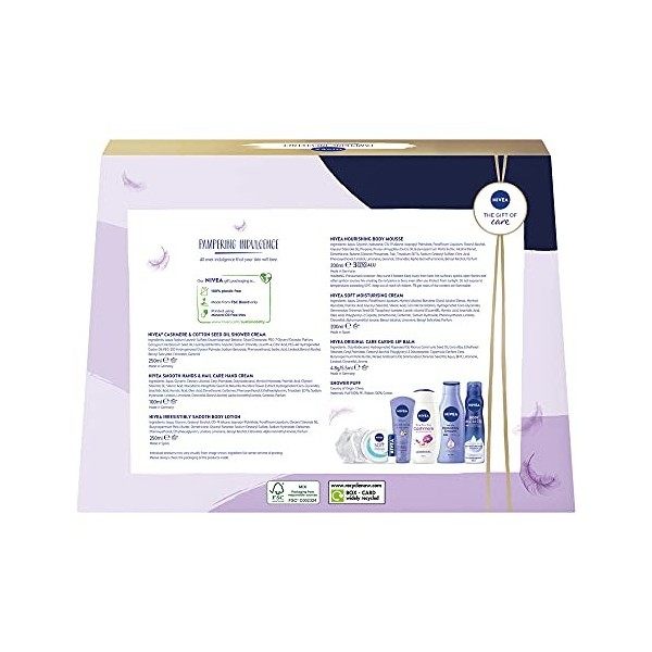 NIVEA Coffret cadeau Pampering Indulgence, contenant 7 produits hydratants et nourrissants, pour femme