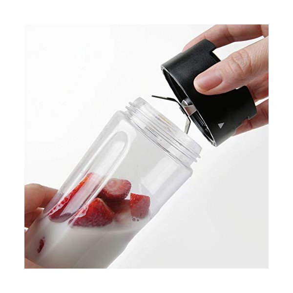 BLACK+DECKER BXJBA350E - Mini blender 350W, blender smoothies et Milk-shake avec 2 bouteilles de 600ml sans BPA, couvercle he