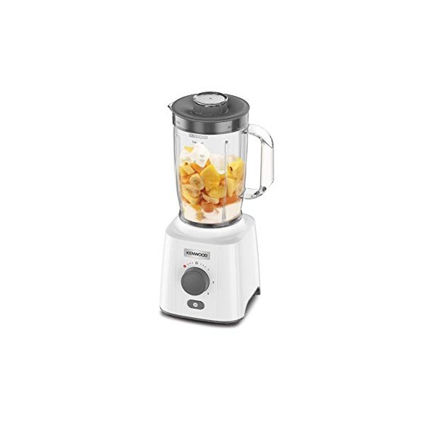 Kenwood BLP41.C0WH Mixeur, Carafe de 2L avec poignée pratique, lames en acier, 3 vitesses+Pulse, y compris accessoire haché,