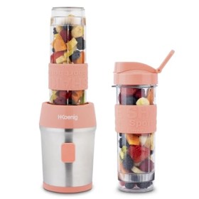 H.Koenig Mini Blender Transportable Compact 570mL SMOO10 sans BPA Puissant 300W, Mixeur à Smoothie 2 Bouteilles Portables, 4 