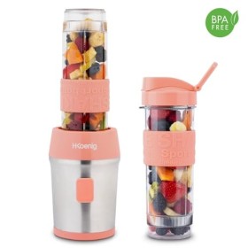 H.Koenig Mini Blender Transportable Compact 570mL SMOO10 sans BPA Puissant 300W, Mixeur à Smoothie 2 Bouteilles Portables, 4 
