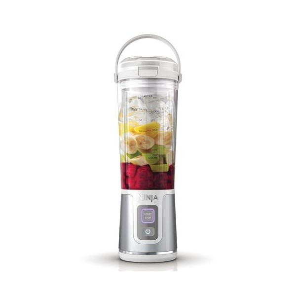 Ninja Blast Blender portable, 530 ml, couvercle résistant aux fuites et bec verseur, mini mixeur sans fil puissant, rechargea