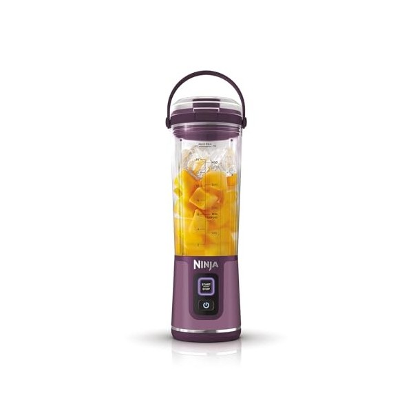 Ninja Blast Blender portable, 530 ml, couvercle résistant aux fuites et bec verseur, mini mixeur sans fil puissant, rechargea