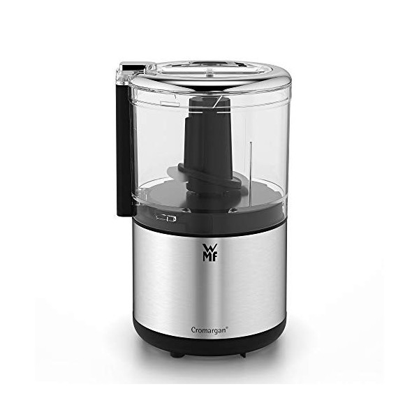 WMF KITCHENminis Hachoir électrique, Mixeur, 0.3 L, 65 W, Inox Cromargan, 2 lames inox, Bol Tritan sans BPA 0416580011