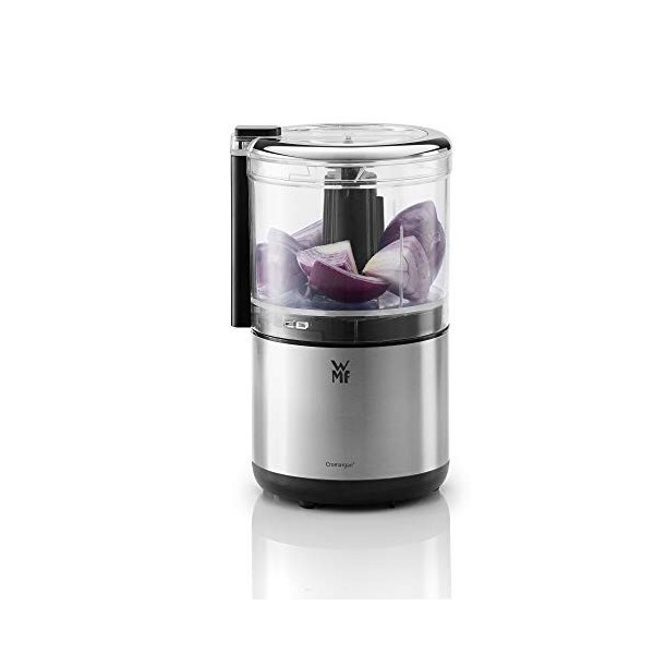 WMF KITCHENminis Hachoir électrique, Mixeur, 0.3 L, 65 W, Inox Cromargan, 2 lames inox, Bol Tritan sans BPA 0416580011