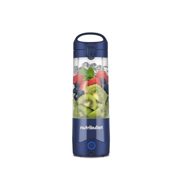 nutribullet Mélangeur portable bleu marine – Lame dextraction puissante, tasse de 475 ml, couvercle à emporter, câble de cha