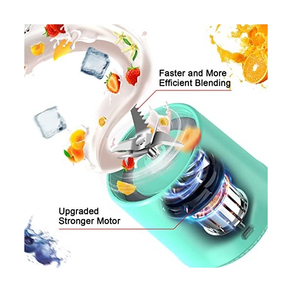 Mixeur portable, mixeur de taille personnelle pour smoothies et milkshakes, mini mixeur rechargeable par USB avec moteur plus