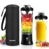 Mixeur personnel portable avec manchon isotherme pour shakes et smoothies – Mini mixeur de 600 ml avec 6 lames, couvercle de 