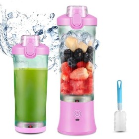 TOPESCT Mixeur Portable 600 ml pour Shakes et Smoothies - Mini Mixeur Smoothie avec 6 Lames Ultra-tranchantes et Batterie Rec