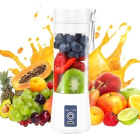 Mixeur portable pour smoothies et milk-shakes, 380 ml, mini mixeur avec 6 lames en acier inoxydable, rechargeable de type C, 