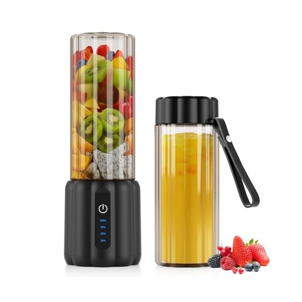 COKUNST Blender Portable pour Shakes et Smoothies, 22000 TR/min Puissant Mixeur Smoothie avec 6 Lames, 500 ml Mini Mixeur ave
