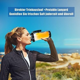 Jabtraxx Mixeur portable Smoothie Maker, USB rechargeable 4000 mAh Mini blender personnel pour shakes et smoothies, 600 ml, g