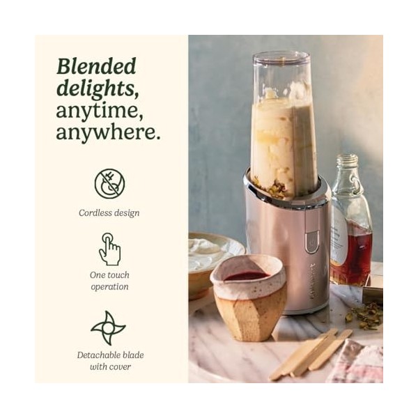 Cuisinart Mixeur sans fil On the Go Bouteille de 450 ml Machine à smoothie portable, broyeur à glace, frappe, milkshakes rech