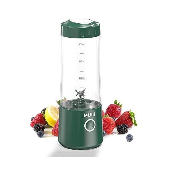 Mulli Mixeur portable rechargeable par USB pour smoothies et milkshakes, mini mélangeur avec six lames pour aliments pour béb