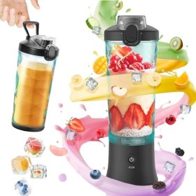 Idota 600 ml Mixeur Portable Blender Smoothie avec 6 Lames, USB Rechargeable Blender Portable pour Salle de Sport, Bureau, Ca