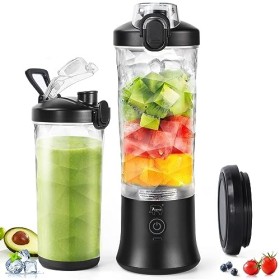 Mixeur à smoothie - 600 ml - Portable - Pour shakes et smoothies - Avec 6 lames ultra tranchantes - Forte puissance de coupe 