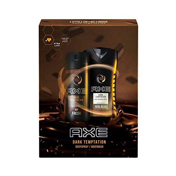 Axe Coffret cadeau Dark Temptation pour un parfum séduisant avec déodorant et gel douche 150 ml + 250 ml 