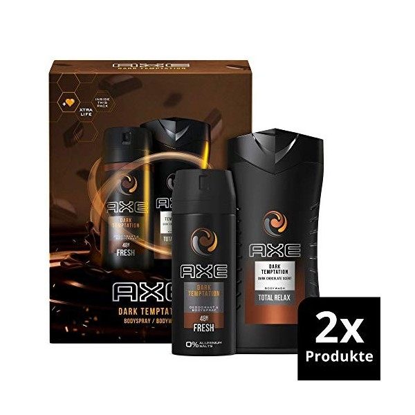 Axe Coffret cadeau Dark Temptation pour un parfum séduisant avec déodorant et gel douche 150 ml + 250 ml 