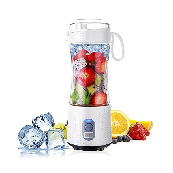 Portable Mixeur pour Smoothies et Shakes, TOPESCT 380ML Mini Fresh Juice Blender avec batterie rechargeable 4000 mAh,6 lames 