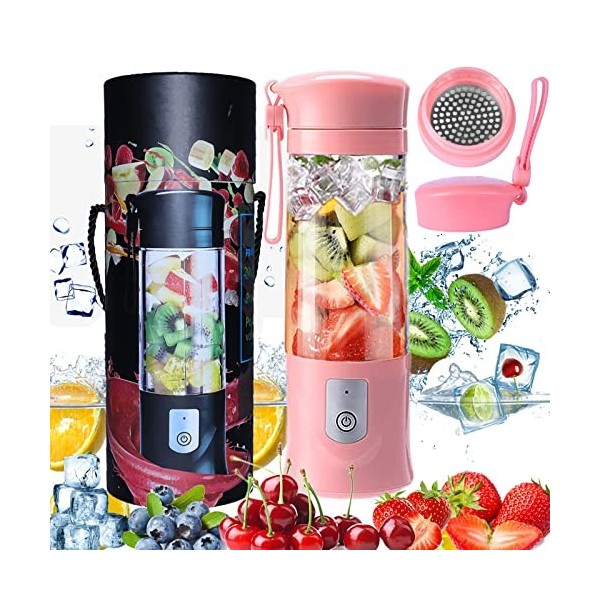 Portable Mixeur des Fruits Rechargeable USB,Mini Blender pour Smoothie, Milk-shake,Jus de fruits,Blender Portable 350-420ml 6