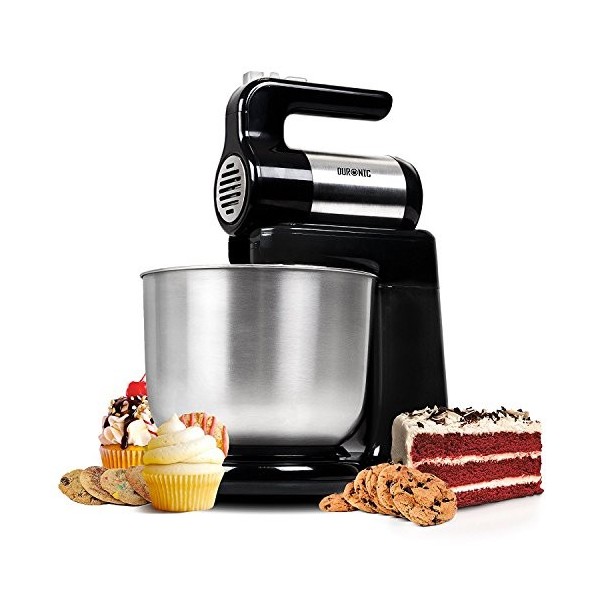 Duronic SM3 Batteur électrique sur socle de 300W avec bol de 4 litres 2 Batteurs 2 Crochets à pétrir 1 Fouet Idéal pour battr