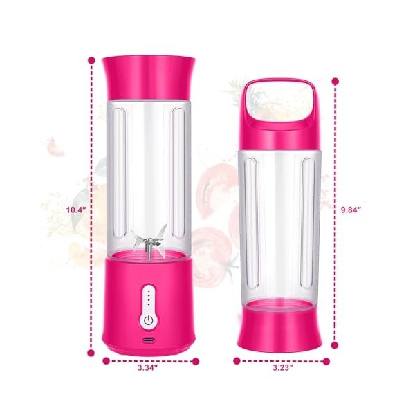 Liphier Mixeur mélangeur portatif - Mini taille personnelle pour mélange de jus de fruits et smoothie - Rechargeable par USB 