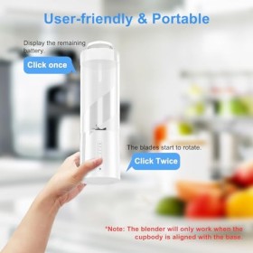 SH-RuiDu Mixeur personnel de 450 ml, mini mélangeur à smoothie portable, rechargeable par USB, sans fil, avec 6 lames puissan