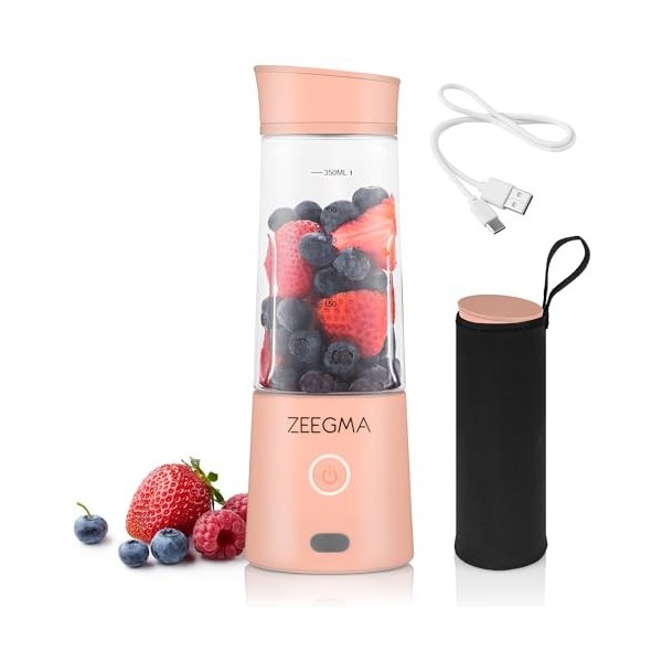 ZEEGMA VITAMINE GO Mixeur Portable pour Cocktails et Smoothies 300W, Mélangeur Personnel Portable, Mini Blender Portable 450 