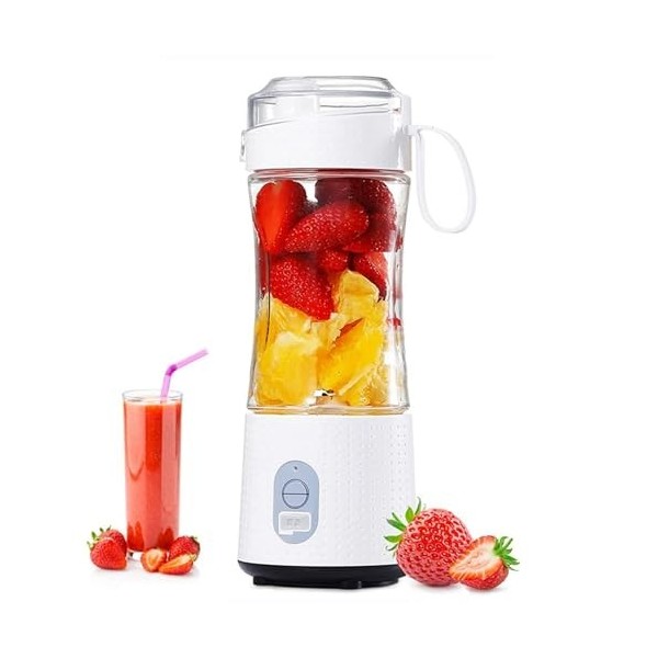 Mini mixeur portable 380 ml - Mélangeur électrique avec 6 lames en acier inoxydable - Blender portable rechargeable pour cuis