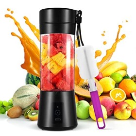 Mixeur Portable pour Smoothie, 380ml Mixeur Portable pour Shakes et Smoothies Mini Mixeur Smoothie, avec Bouteille en Verre, 