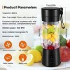 Mixeur Portable pour Smoothie, 380ml Mixeur Portable pour Shakes et Smoothies Mini Mixeur Smoothie, avec Bouteille en Verre, 