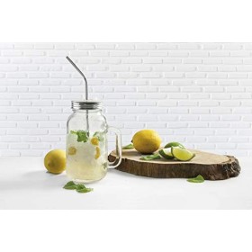 Lacor 69338 Lot de 4 pailles + brosse de nettoyage en acier inoxydable 18/10 - Passe au lave-vaisselle