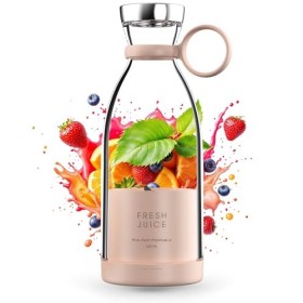 Mini mélangeur portable pour jus frais et smoothies - 350 ml - Mini mélangeur rechargeable avec chargement sans fil et couver