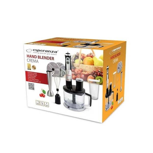 ESPERANZA EKM004 LICUADORA 0.6 L BATIDORA DE INMERSIÃ“N NEGRO, PLATA, TRANSPARENTE 800 W