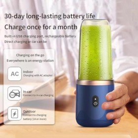 Yuehuamech Mini mixeur portable USB avec une tasse à jus de fruits et smoothies, 6 lames de 450 ml, mélangeur électrique port