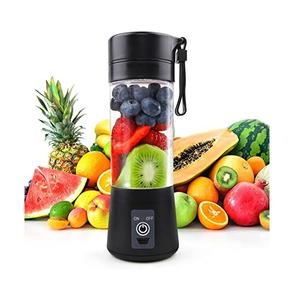 Mixeur Portable 380 ml pour Shakes et Smoothie: presse-agrumes de voyage à portion unique de taille personnelle, mini-mélange