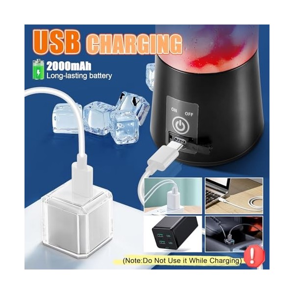 Mixeur personnel [version améliorée], mélangeur portable pour shakes et smoothies, avec rechargeable par USB, lames en acier 