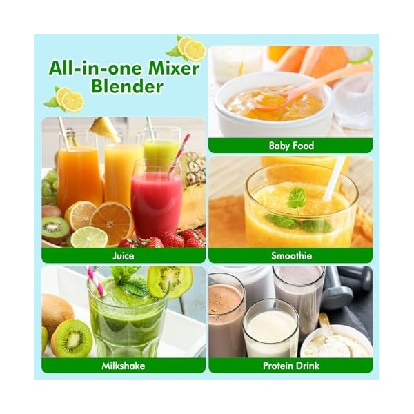 HUIJUTCHEN Mélangeur personnel pour milkshakes et smoothies, mélangeur à smoothie de 600 ml, mélangeur portable avec tasses à