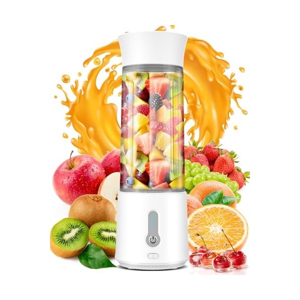 Portable Blender, Smoothie Blender, USB Rechargeable 4000mAh Mini Shakes Blender, 500 ml BPA Free Traveling Fruit Veggie Baby