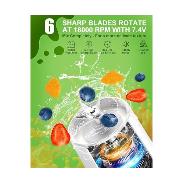 Portable Blender, Smoothie Blender, USB Rechargeable 4000mAh Mini Shakes Blender, 500 ml BPA Free Traveling Fruit Veggie Baby